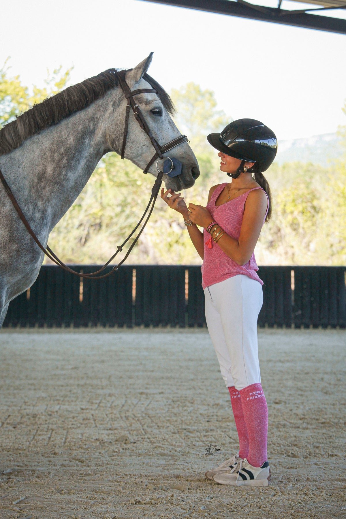 Chaussettes d’équitation Poney = Priorité – Rose fuchsia