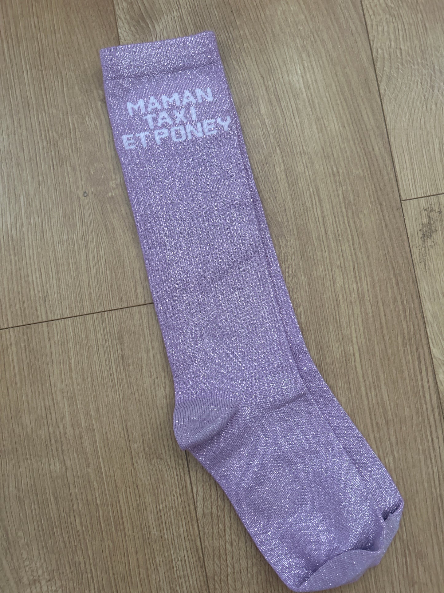 Chaussettes Maman Taxi et Poney - Lilas - Petit Prix