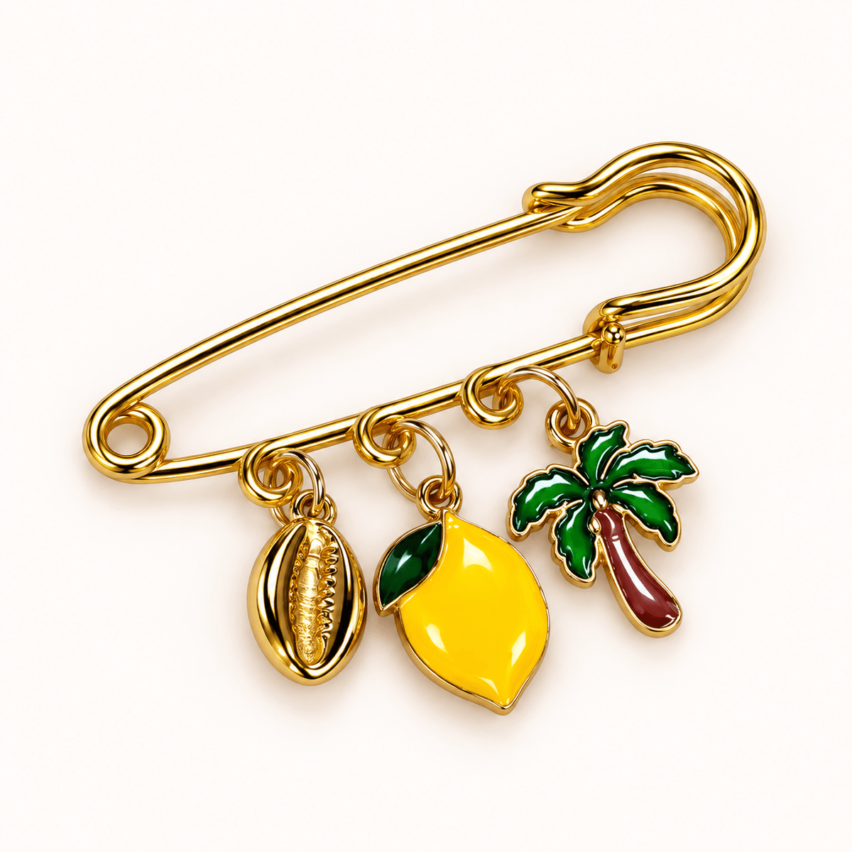 Broche Tapis de Selle Coquillage, Citron & Palmier - Equislay