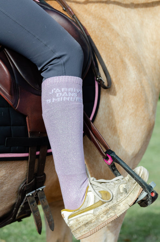 CHAUSSETTES J’ARRIVE DANS 5 MINUTES - LILAS - Equislay