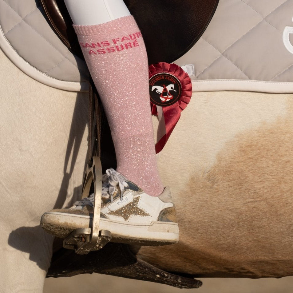 Chaussettes Sans Faute Assuré – Rose pale (écriture fuchsia) - Equislay