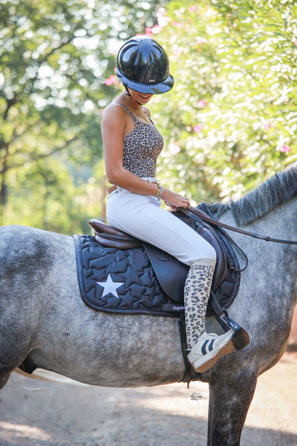 Chaussettes d’équitation léopard Sans Faute Assuré – Beige & marron