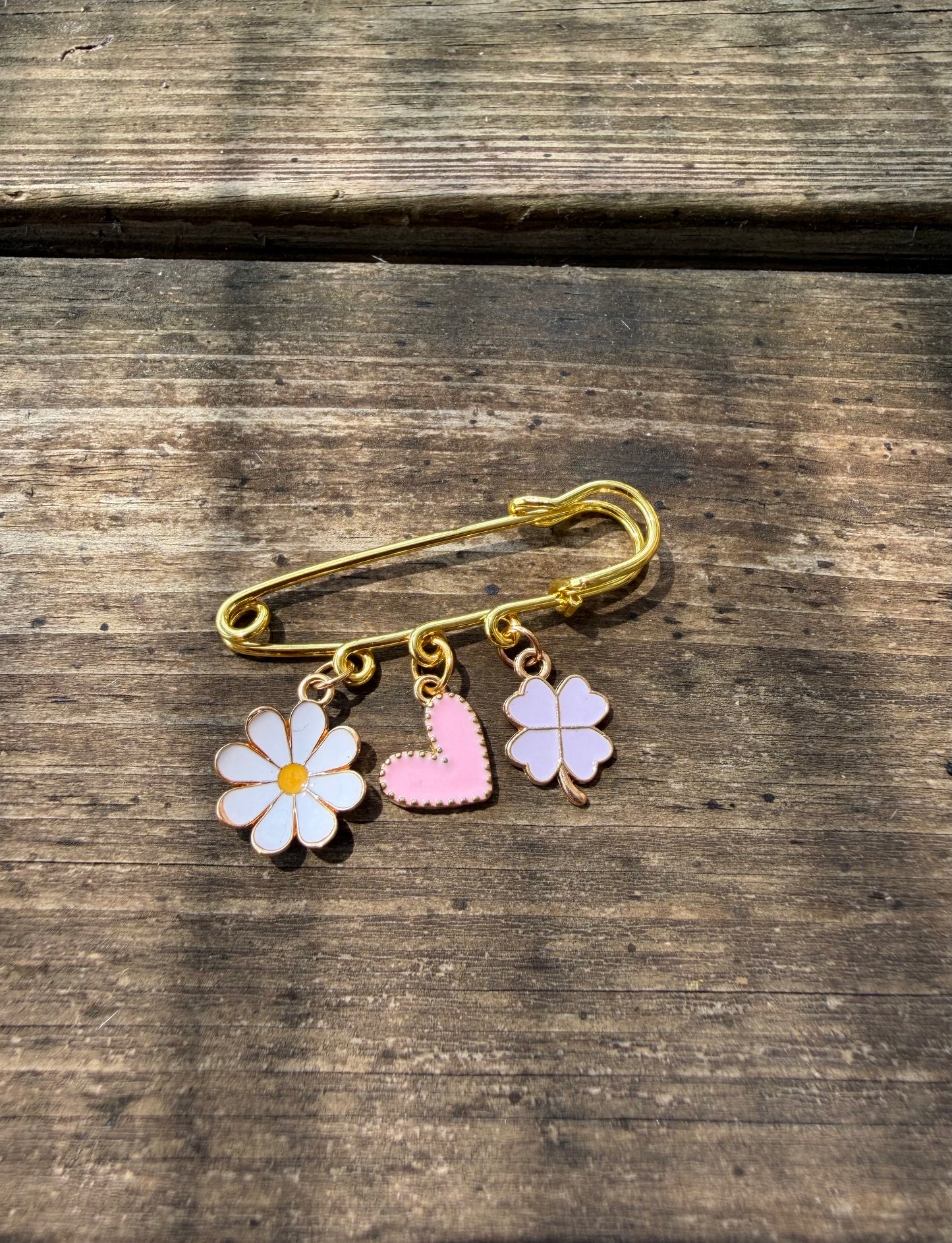 Broche cavalière cheval Fleur Cœur rose Trèfle | Equislay