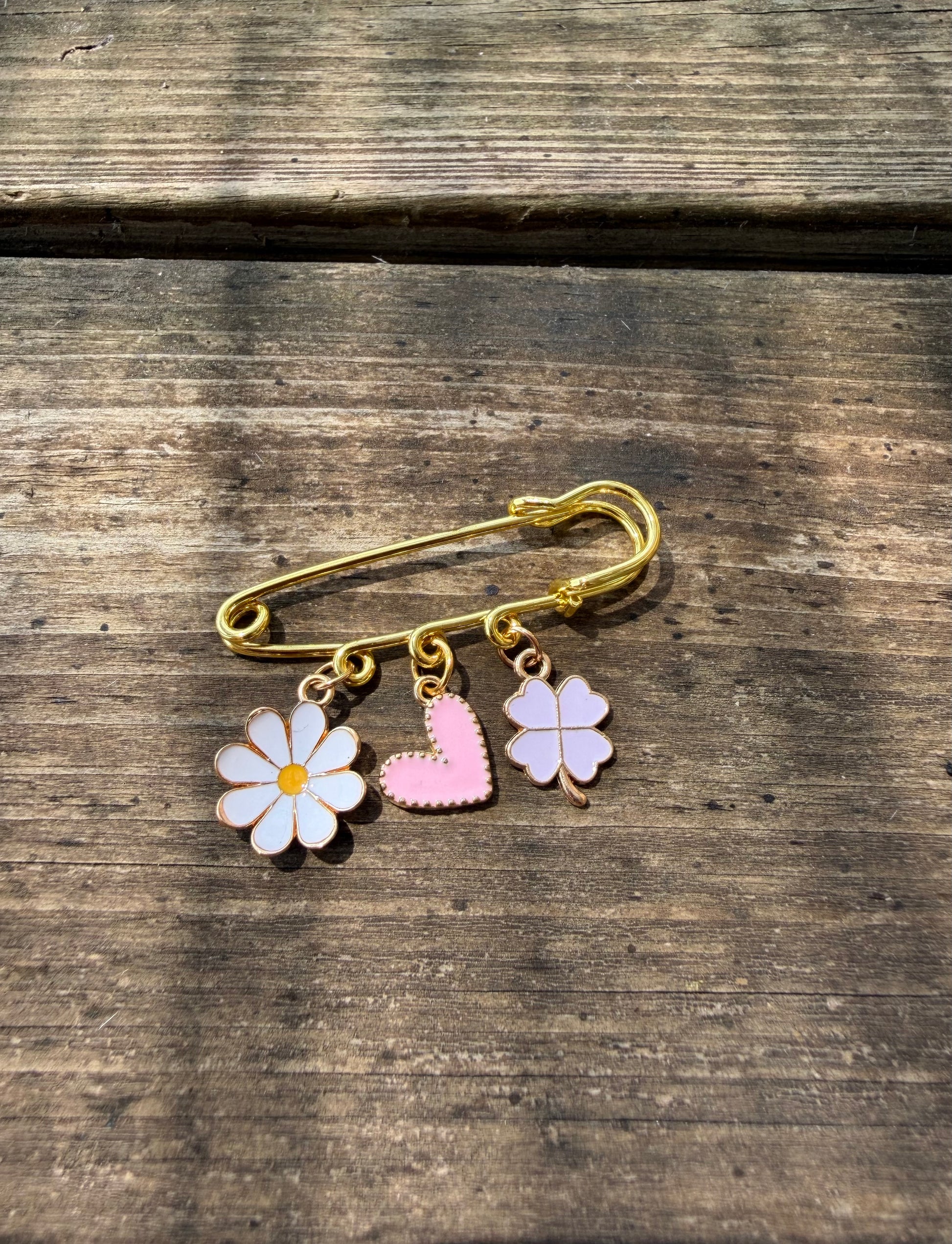 Broche cavalière cheval Fleur Cœur rose Trèfle | Equislay