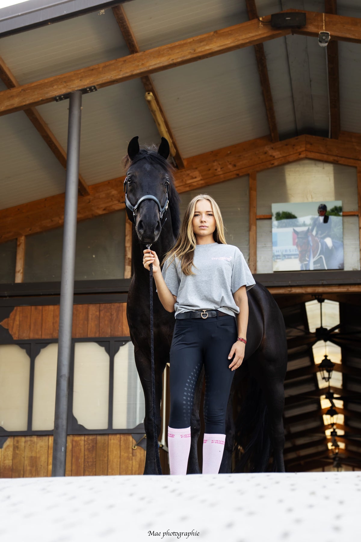 T-shirt oversize ROMY – Equislay Club – Gris, étoiles & léopard rose
