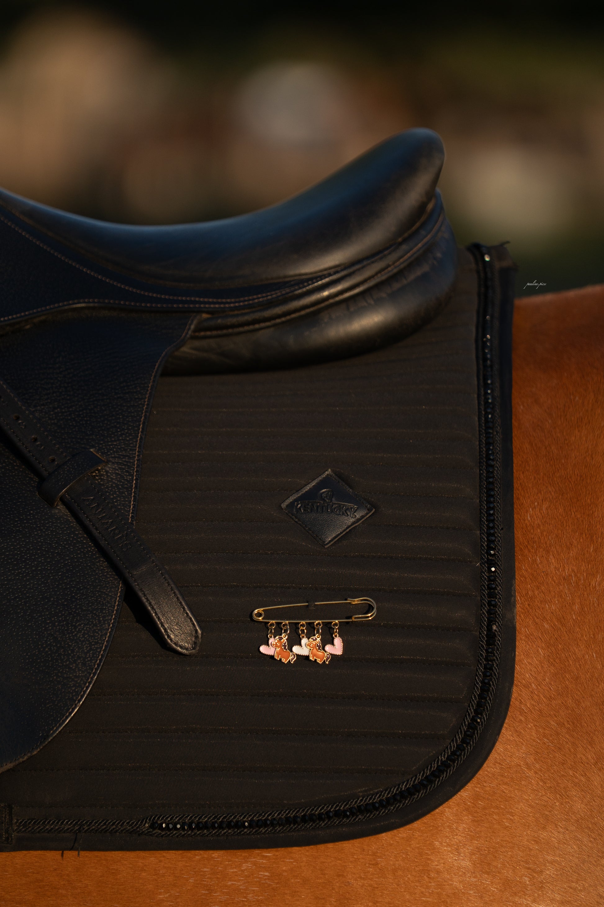 Grande broche cavalière cheval 5 charms Chevaux Cœurs | Equislay