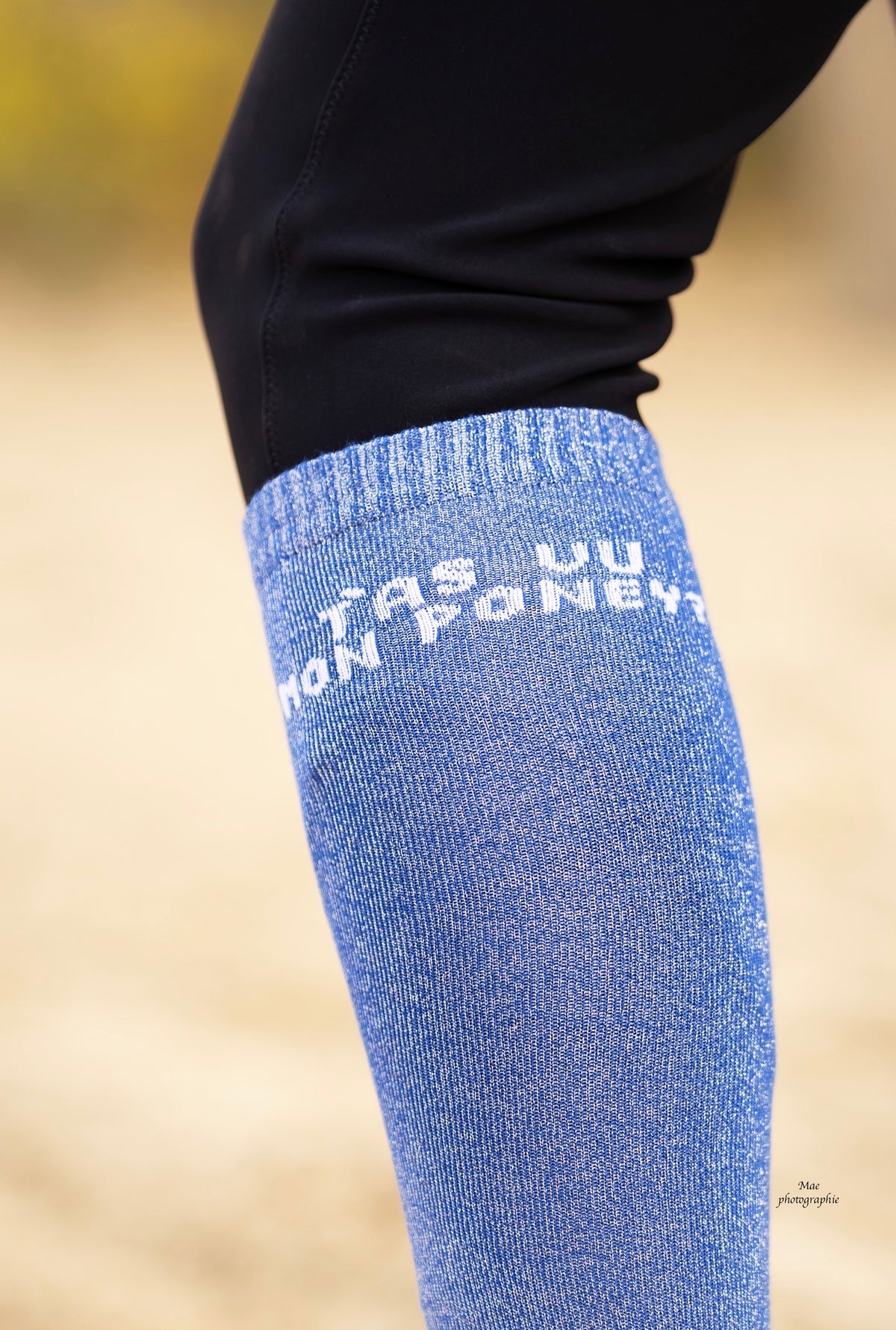Chaussettes d’équitation T’as vu mon poney – Bleu électrique