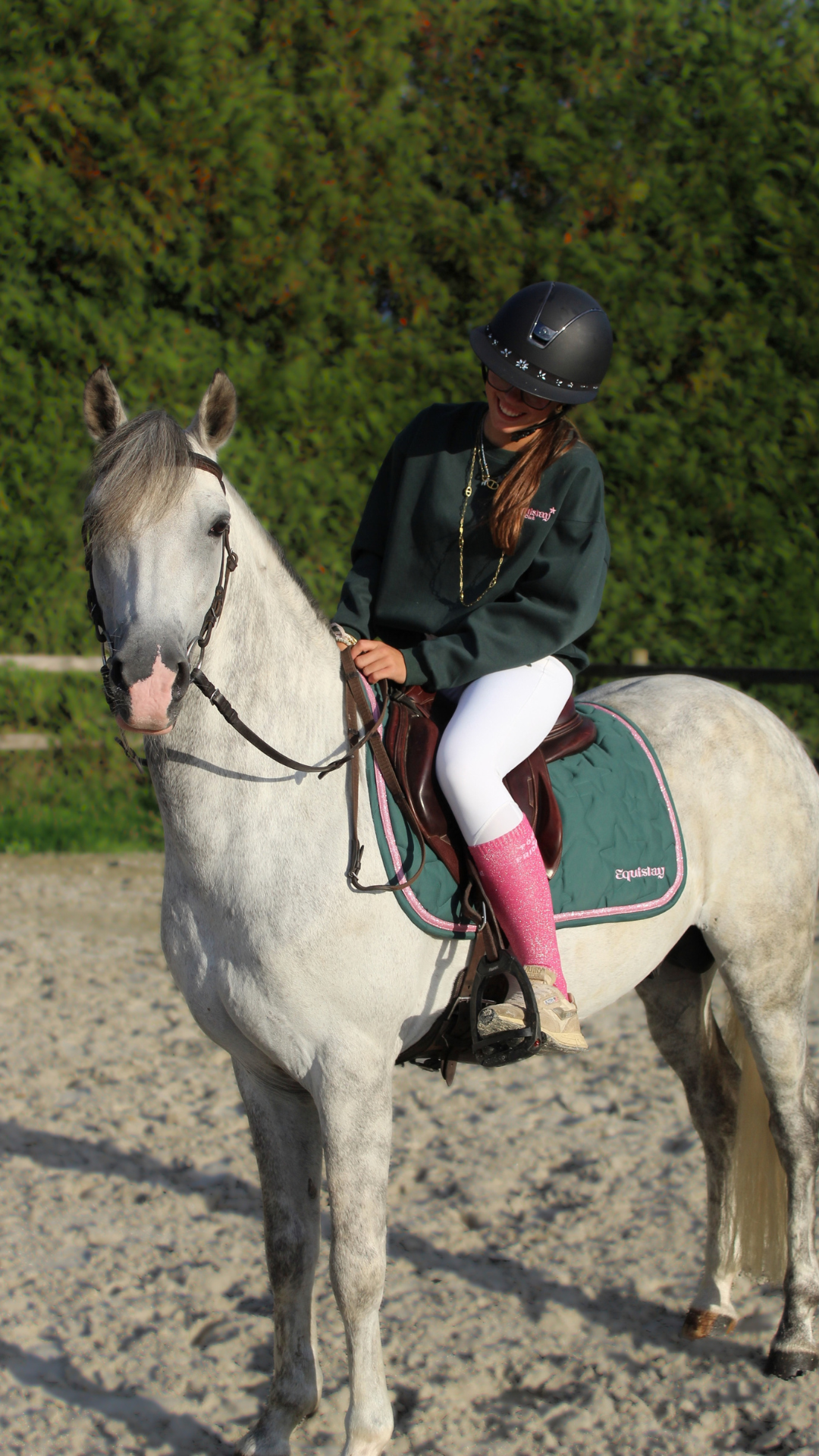 Tapis de selle CSO SKY – Vert & rose