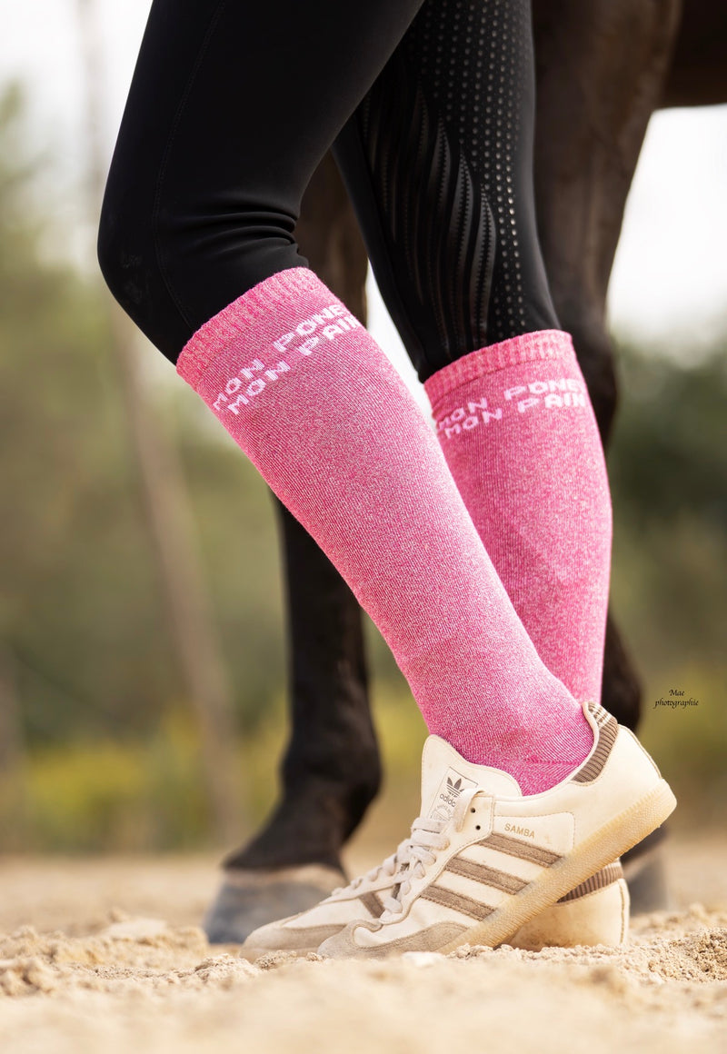 Chaussettes d’équitation Mon Poney Mon Pain – Rose fuchsia