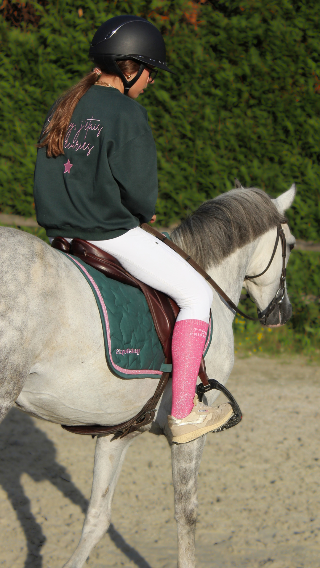 Tapis de selle CSO SKY – Vert & rose