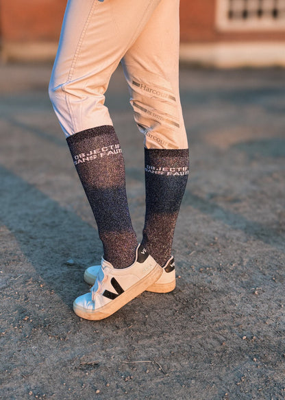 CHAUSSETTES d'équitation à paillettes OBJECTIF SANS FAUTE - BLEU MARINE - Equislay