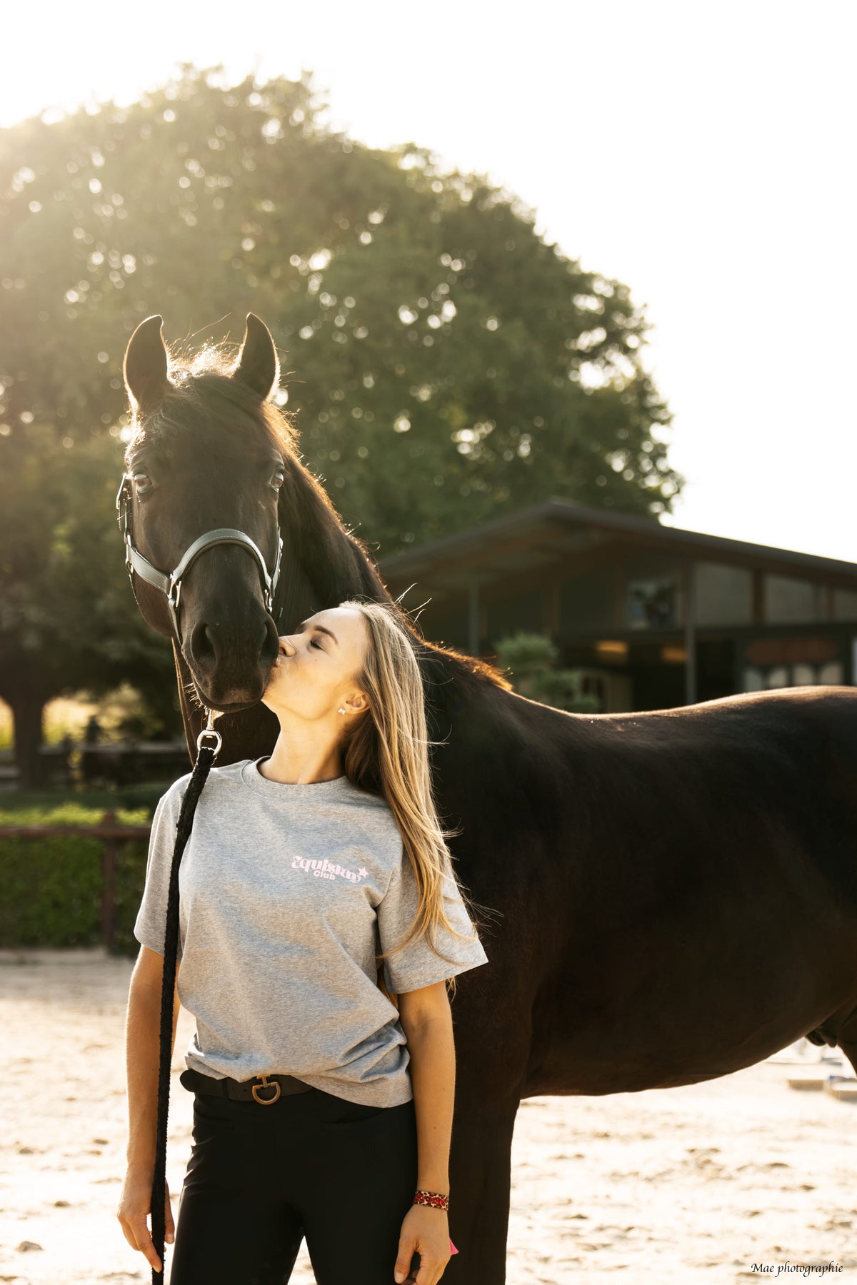 T-shirt oversize ROMY – Equislay Club – Gris, étoiles & léopard rose