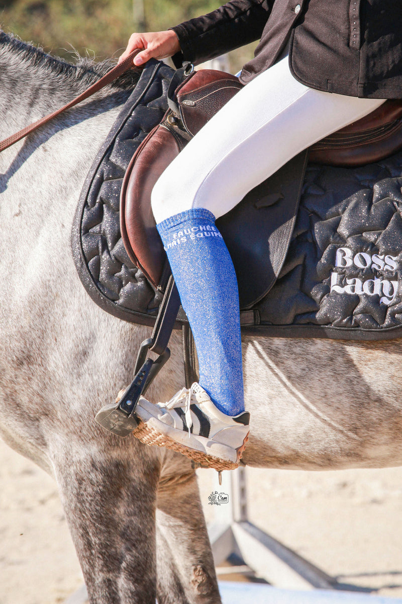 Chaussettes d’équitation Fauchée mais Équipée – Bleu électrique