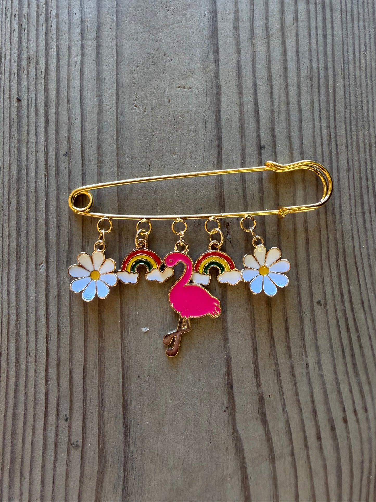 Grande broche flamant rose