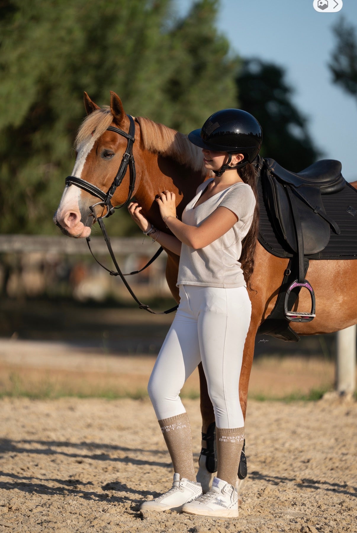 Chaussettes équitation à paillettes Poney de Star – Or | Equislay