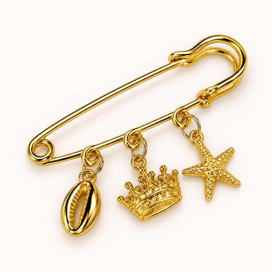 Broche Tapis de Selle Coquillage, Couronne & Étoile de Mer - Equislay