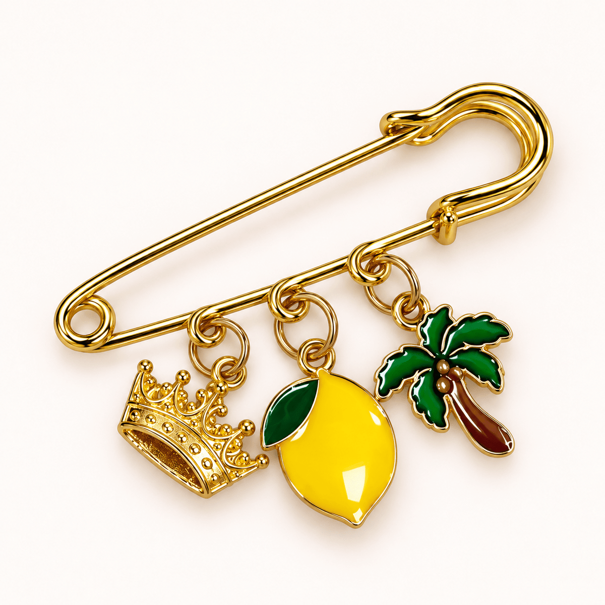 Broche Tapis de Selle Couronne, Citron & Palmier - Equislay