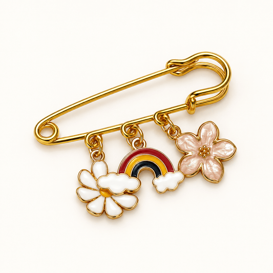 Broche Tapis de Selle Marguerite, Arc-en-ciel & Fleur Nacrée - Equislay
