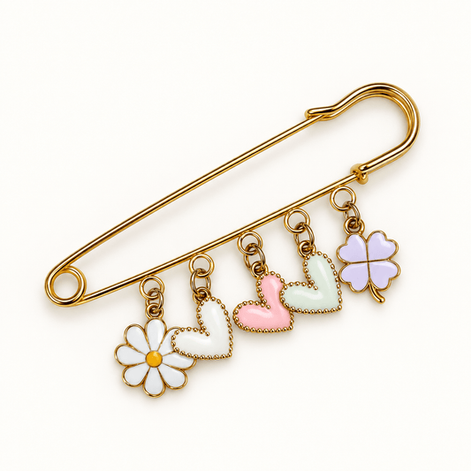 Broche Tapis de Selle Marguerite, Cœurs Pastel & Trèfle - Equislay