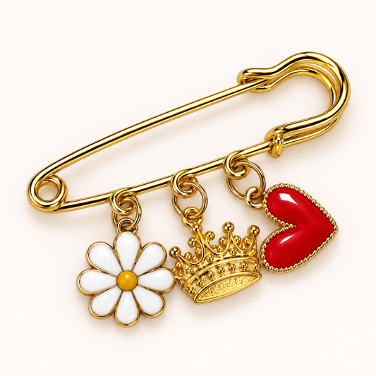 Broche Tapis de Selle Marguerite, Couronne & Cœur - Equislay