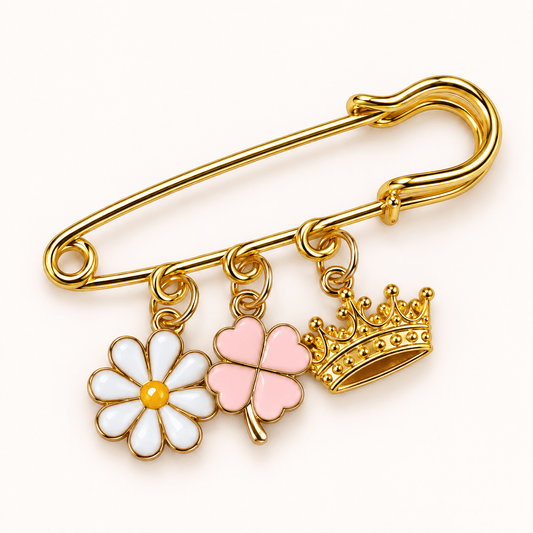 Broche Tapis de Selle Marguerite, Trèfle & Couronne - Equislay