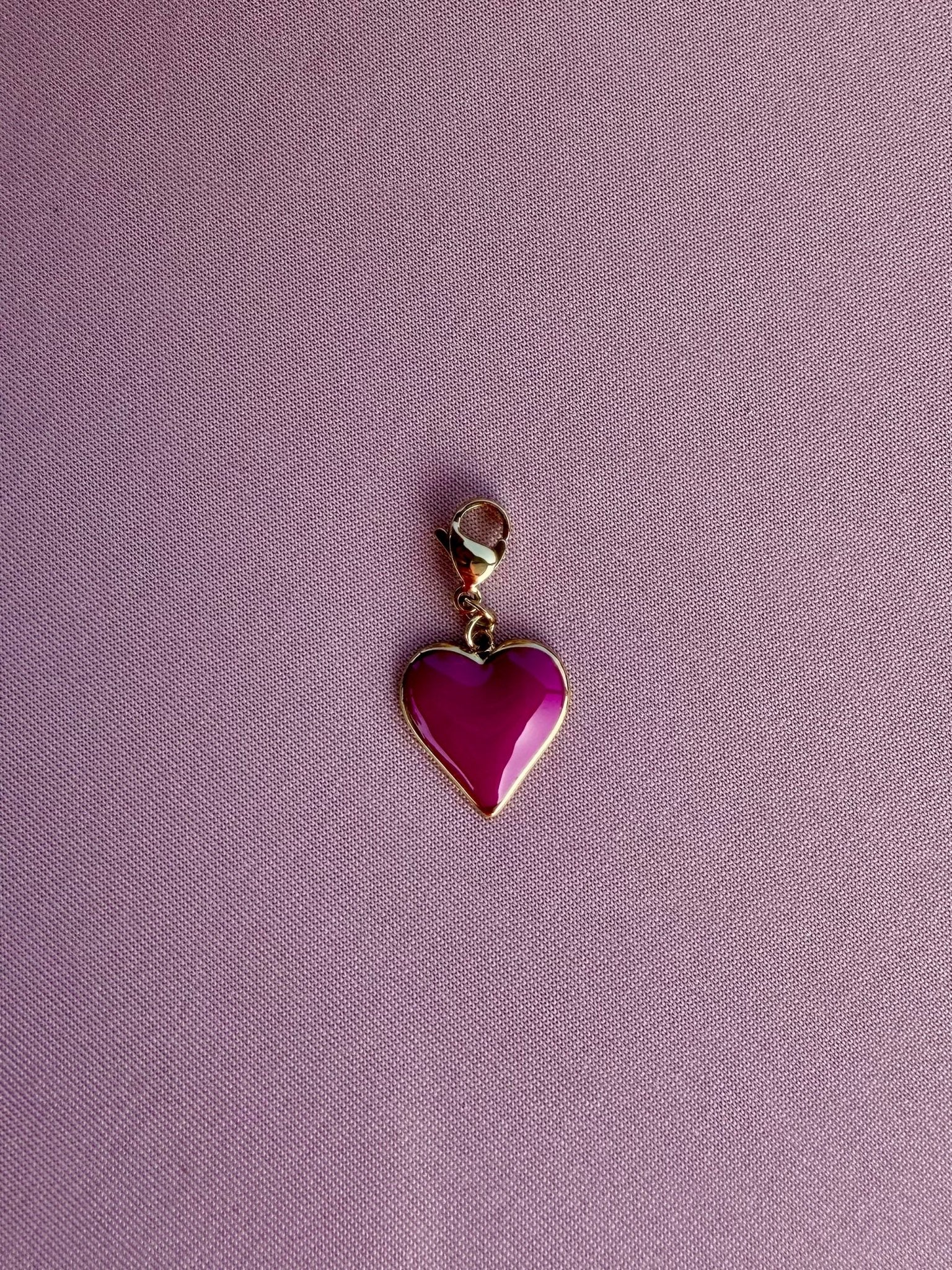 Charm coeur rose fuchsia - Equislay