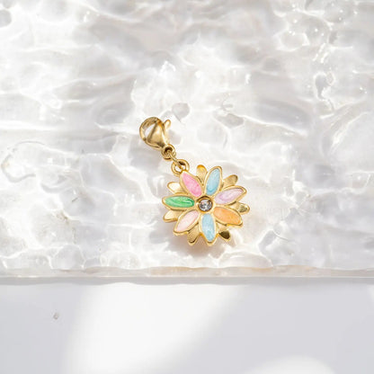 Charm fleur pastel doré & cristal - Equislay