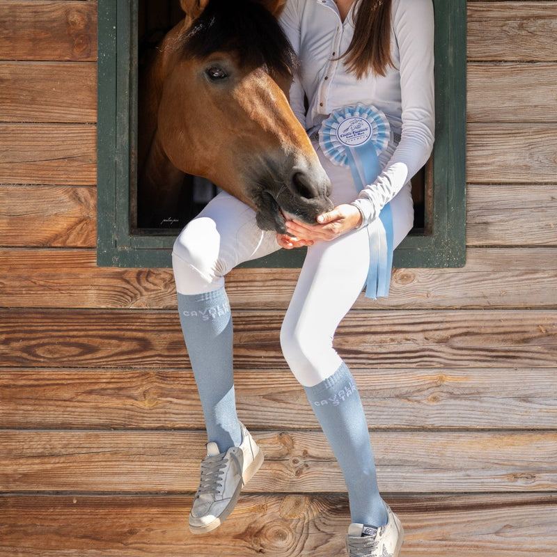 Chaussettes Cavalière Star – Bleu ciel - Equislay