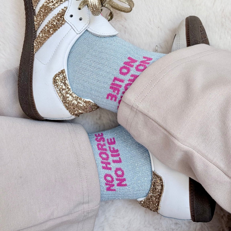 Chaussettes de ville No Horse No Life – Bleu ciel - Equislay