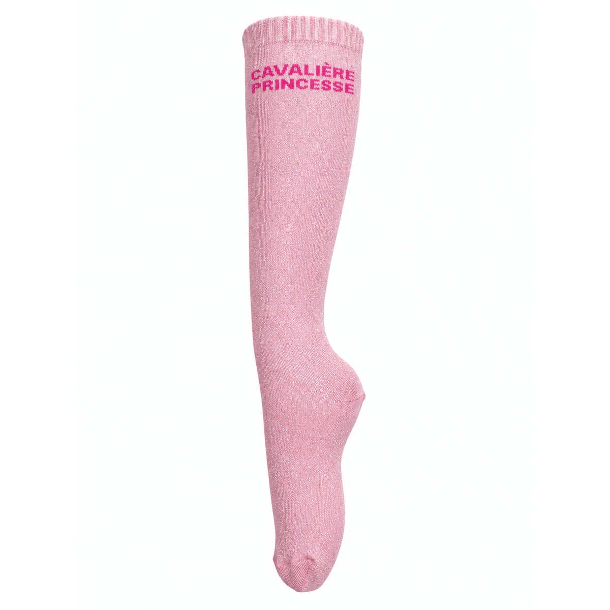 Chaussettes d’équitation Cavalière Princesse – Rose pâle (écriture fuchsia) - Equislay