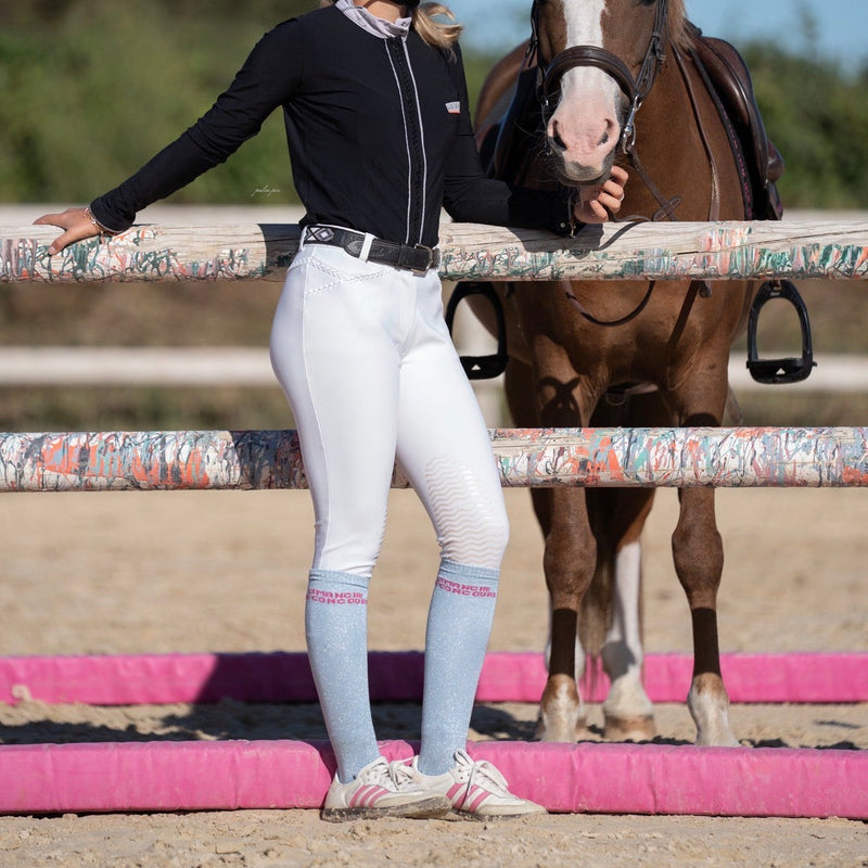 Chaussettes d’équitation Dimanche en Concours – Bleu ciel - Equislay