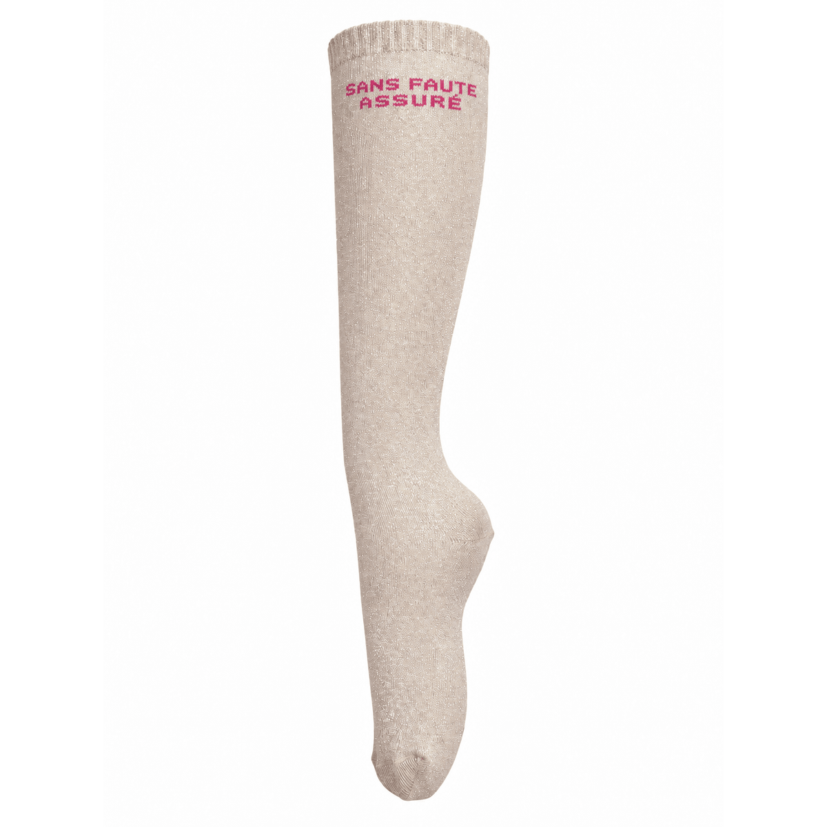 Chaussettes d’équitation Sans Faute Assuré – Beige (écriture fuchsia) - Equislay