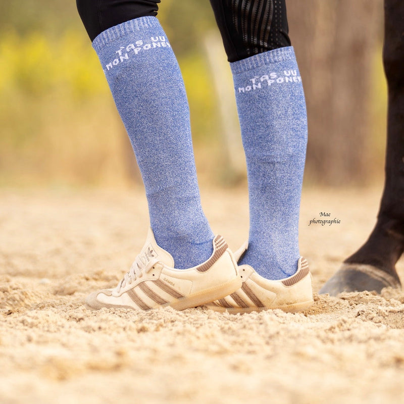 Chaussettes d’équitation T’as vu mon poney – Bleu électrique - Equislay