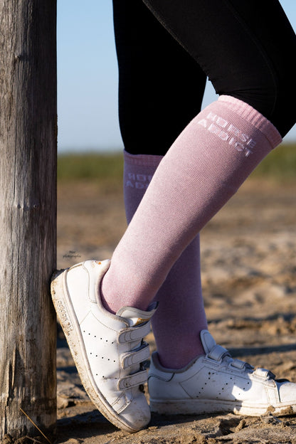 CHAUSSETTES HORSE ADDICT - ROSE PALE - Equislay