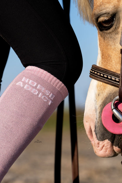 CHAUSSETTES HORSE ADDICT - ROSE PALE - Equislay