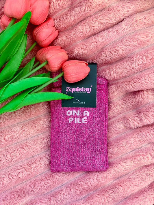 CHAUSSETTES ON A PILÉ - ROSE FUCHSIA - Equislay