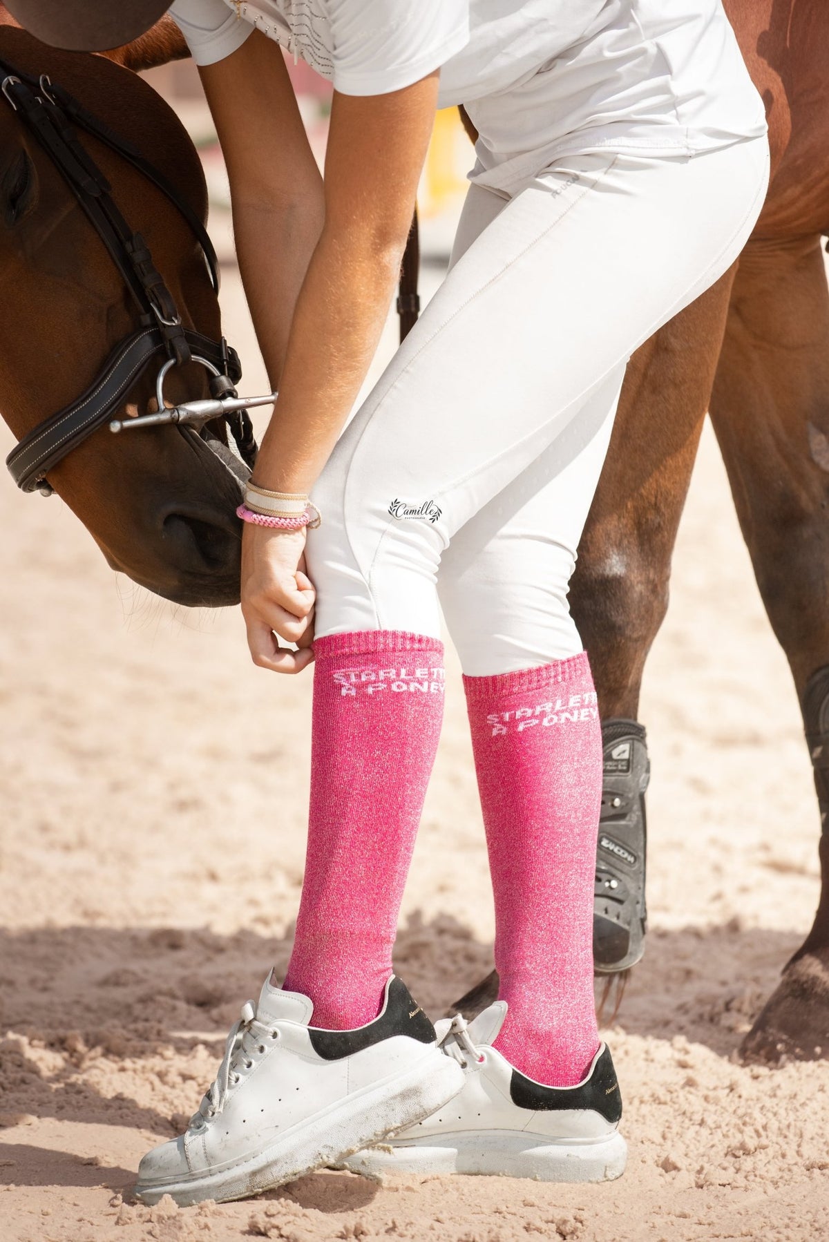 CHAUSSETTES STARLETTE À PONEY - ROSE FUCHSIA - Equislay