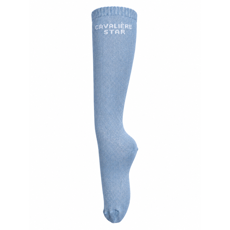 Chaussettes d’équitation Cavalière Star – Bleu ciel – vue entière sur fond blanc