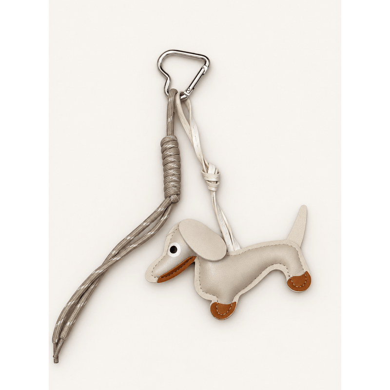 Porte-clés Teckel Beige – Breloque Sac Cavalière Lacets Taupe - Equislay