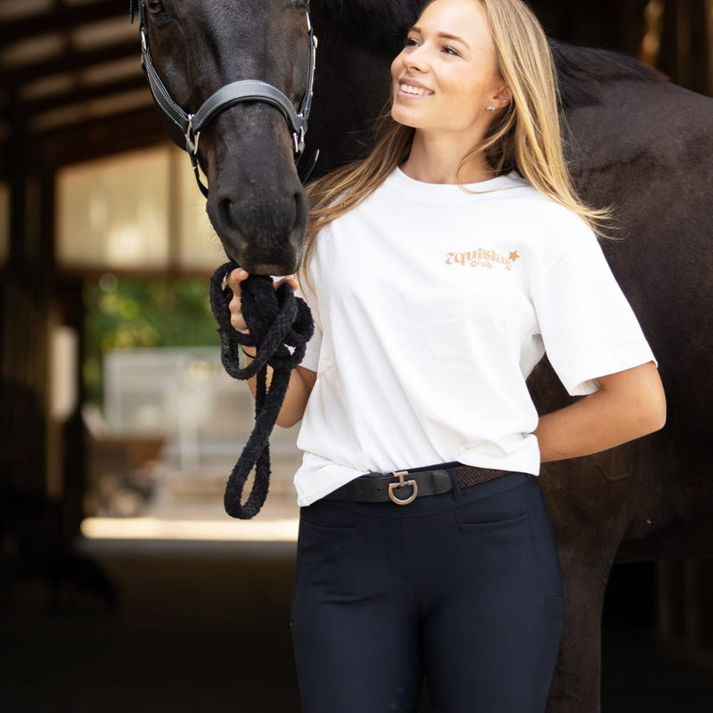 T-shirt oversize ROMY – Ciao je vais briller – Blanc & léopard - Equislay
